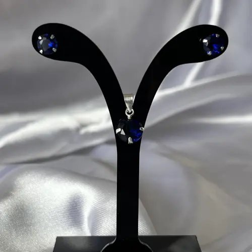 Conjunto Aretes/Dije Circón Zafiro — imagen 2