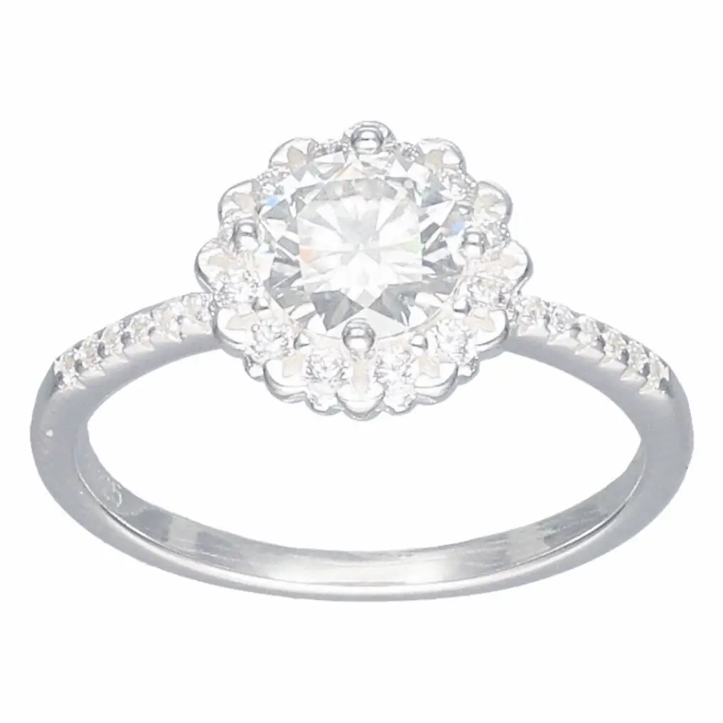 Anillo Flor Solitario Gema Moissanita y Circones's photo #2
