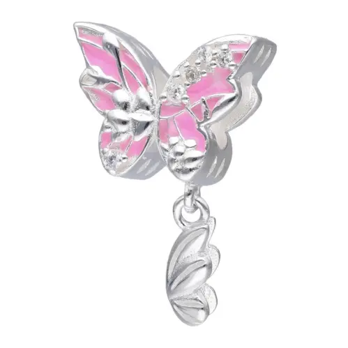 Charm Mariposa Rosa Esmaltada Circones — imagen 1