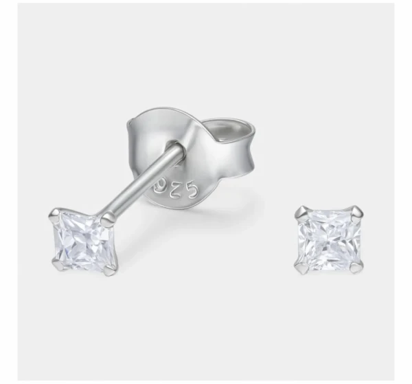 Aretes Brillanticos Pequeños Circón Cuadrado's foto | Sterlyn Jewels |  BizneCubano
