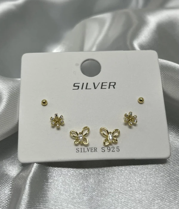 Set de Aretes Minimalistas Mariposa Flor Circones's foto | Sterlyn Jewels |  BizneCubano