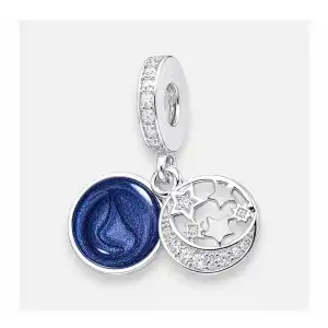 Charm Luna y Estrellas Azul Metalizado Circones miniatura 1