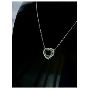 Collar Corazón Circón Esmeralda miniatura 2
