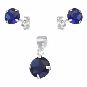 Conjunto Aretes/Dije Circón Zafiro miniatura 1