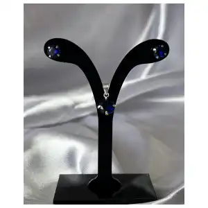 Conjunto Aretes/Dije Circón Zafiro miniatura 2