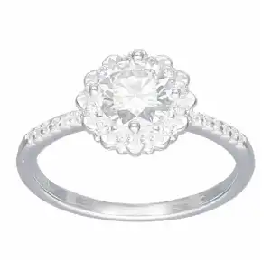 Anillo Flor Solitario Gema Moissanita y Circones miniatura 3